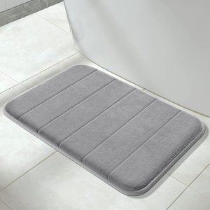 24 x 17 Inches Grey Memory Foam Comfortable Soft Bathroom Floor Rugs
